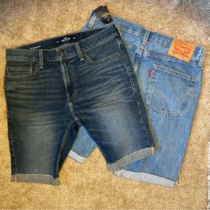 PACK OF 2 Denim Jean Shorts Levi’s 32W & Hollister 30W NWT